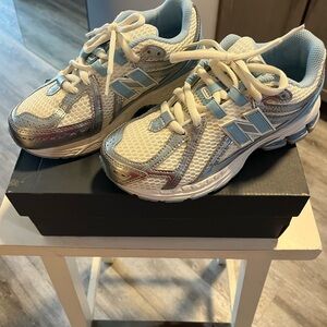 New Balance Kids' Silver and White Sneakers